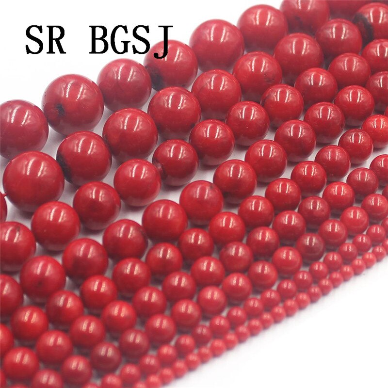 Free Shipping 4-18mm Natural Round Sea Bamboo Red C..